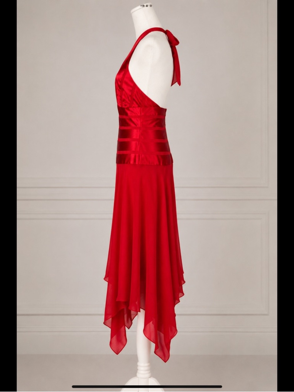 BCBGMAXAZRIA Pure Silk Halter Dress Red Y2K Glam Cocktail Evening Dress 10P - Picture 12 of 16